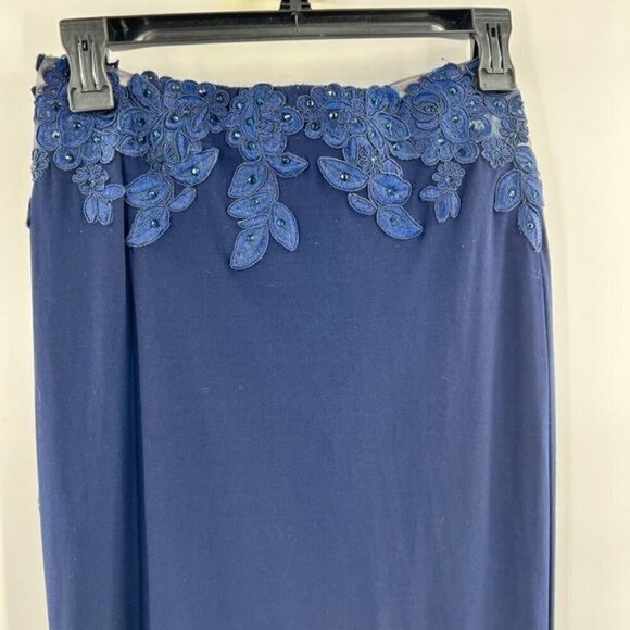Faviana blue dress maxi long strapless embroidered size 4 - Picture 2 of 7